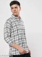 Cotton Blend Printed Shirt for Men, White 