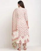 Cambric Cotton Printed Kurta with Pant & Dupatta for Women 