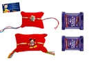 Metal 2 Pcs Rakhi with Greeting card, Roli & 2 Pcs Chocolate 