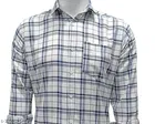 Cotton Blend Checked Shirt for Men, White 