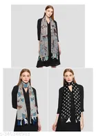 Poly Chiffon Printed Scarves for Women, Multicolor, Pack of 3
