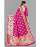 Litchi Silk Woven Design Saree for Women, Pink 
