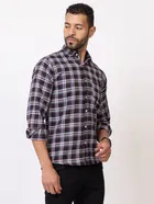 Cotton Blend Checkered Shirt for Men, Black 