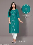 Floral Embroidered Cotton Kurti for Women 