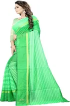 Polycotton Striped Saree for Women 