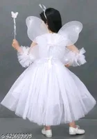 Cotton Blend Solid Dress for Girls 