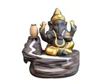 Poly Resin Ganesh Showpiece with 21 Pcs Backflow Smoke Cones 