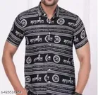 Rayon Printed Shirt for Men, Black 