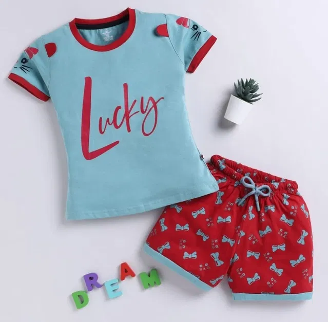 Hosiery Clothing Set for Kids (Sky Blue, 0-3 Months)