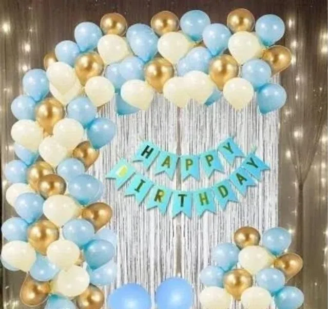 Party Decoration Kits (Blue & Silver, Set of 33)