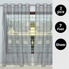 Sheer Plain Grey Door Curtain 7ft Combo 