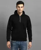 Fleece Printed Hoodie for Men, Black 