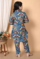 Rayon Printed Kurti with Pyjama for Girls 