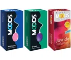 Moods Bubblegum with Grapes & Joy Ride 12 Pcs Dotted Condoms for Men (Set of 3)