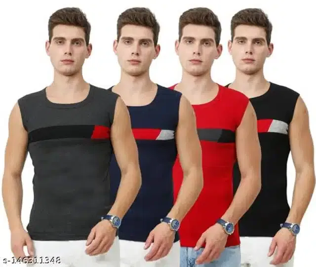 Gym Vests for Men (Multicolor, M) (Pack of 4)