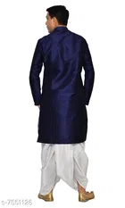 Dupion Silk Solid Kurta with Dhoti for Men 