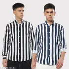 Cotton Blend Striped Shirts for Men, Multicolor 