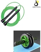 Plastic Jumping  Rope & Ab Roller, Green, Pack of 2