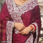 Georgette Solid Saree For Women, Purple