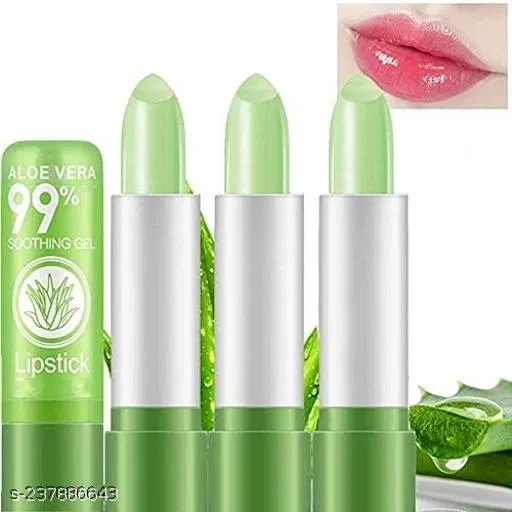 Moisture Aloe Vera Natural Changing Color Long-Lasting   Protect Lips Care Lip Balm Lipstick Aloevera  (Pack of: 3, 6 g)