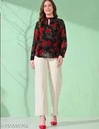 Floral Print Georgette full-sleeve Top for Women 