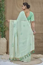 Silk Woven Design Saree for Women, Sea Green 