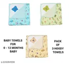 Baby Hooded Towel Wrapper Blanket (Multicolor, 27x37 inches) (Pack of 3)