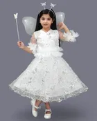 Cotton Blend Embellished Frocks for Girls (White, 9-10 Years )