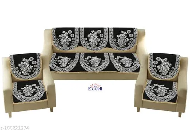 Polycotton 5 Seater Sofa Covers (Black, Set of 1)