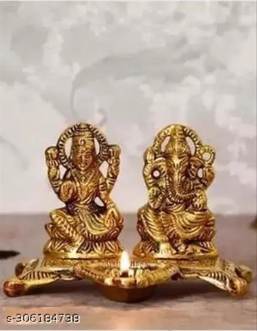 Lakshmi Ganesh Murti Idol Ganesha Diya (Yellow, 1)