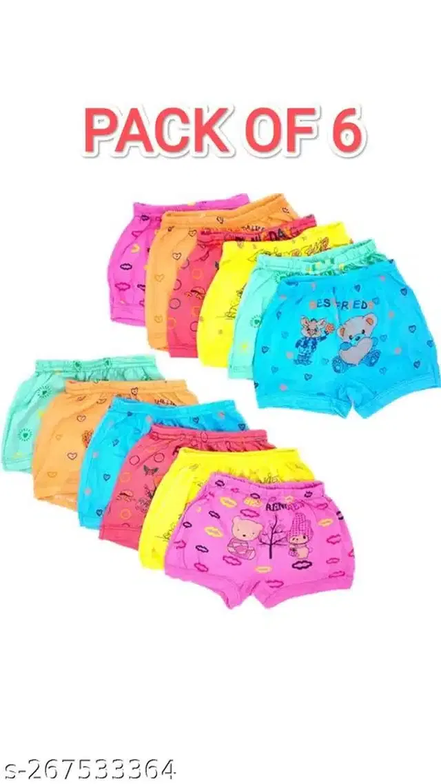 Cotton Innerwear Shorts for Kids (Multicolor, 6-9 Months) (Pack of 6)