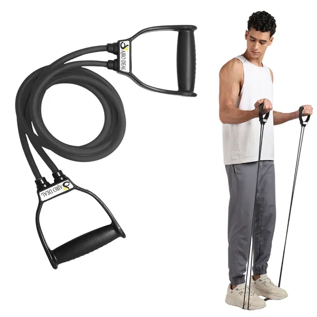 Rubber Double Toning Resistance Pull Rope, Black