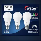 Wega 9 W Standard B22 LED Bulb (Cool White) (Pack of 3)