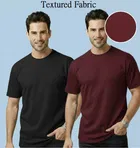 Polyester Round Neck T-shirt for Men, Multicolour, Pack of 2 