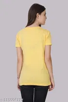 Cotton Solid T-Shirt for Women, Yellow 