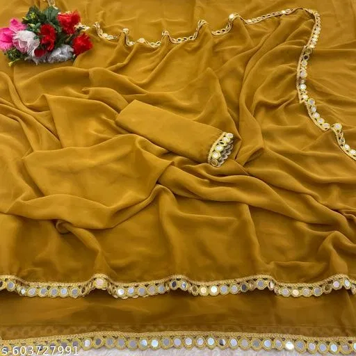Bright Saree for Women (Yellow, Free Size)