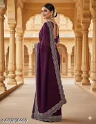 Chinnon Solid Saree For Women, Purple