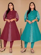 Solid Cotton Blend Kurti for Women, Pack of 2 