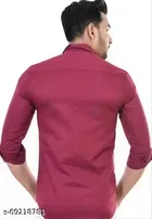 Cotton Blend Solid Shirt For Men, Maroon 