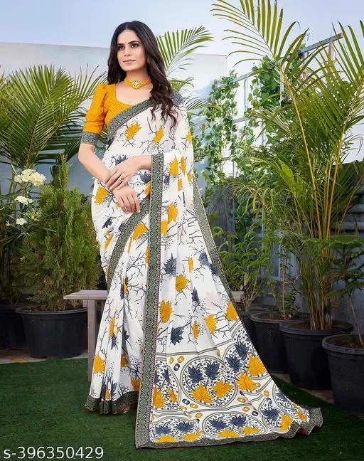 Georgette Printed Saree for Women, Multicolor (6.3 m)