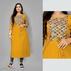 Solid Cotton Blend A-line Kurti for Women 