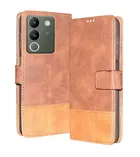Artificial Leather Mobile Flip Cover for Vivo V2307 / Y200 5G 