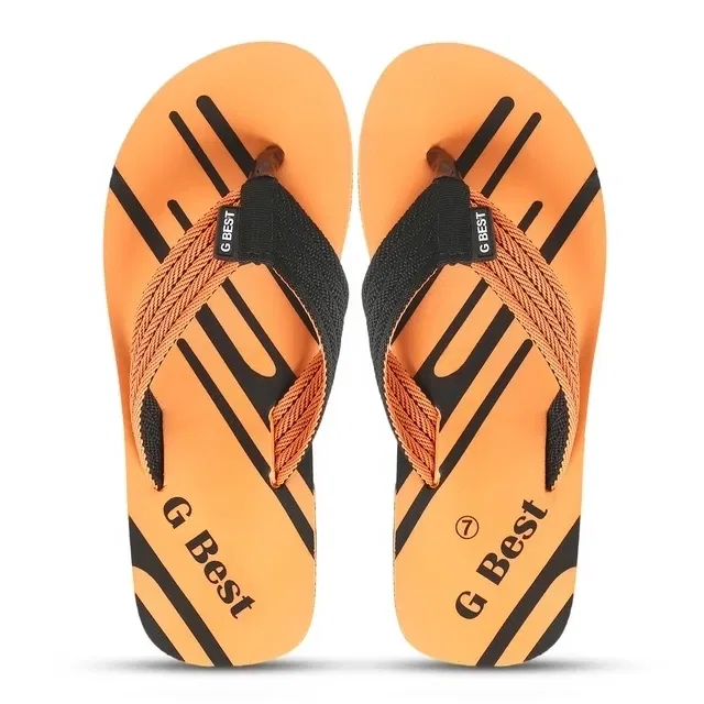 G-Best Slippers for Men (Orange & Black, 7)
