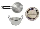 Aluminium Kadhai with Saucepan & Parat (Silver, Set of 3)