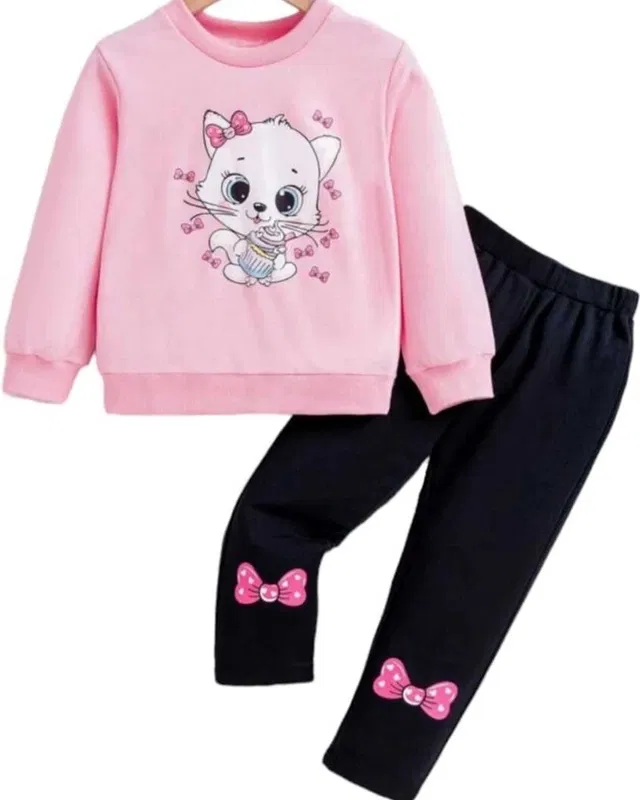 Cotton Blend Clothing Set for Girls (Multicolor, 2-3 Years)