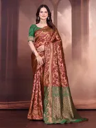 Banarasi Silk Embroidered Saree for Women (Maroon, 6.3 m)