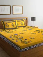 Double Bedsheet with 2 Pillow Covers (Yellow)