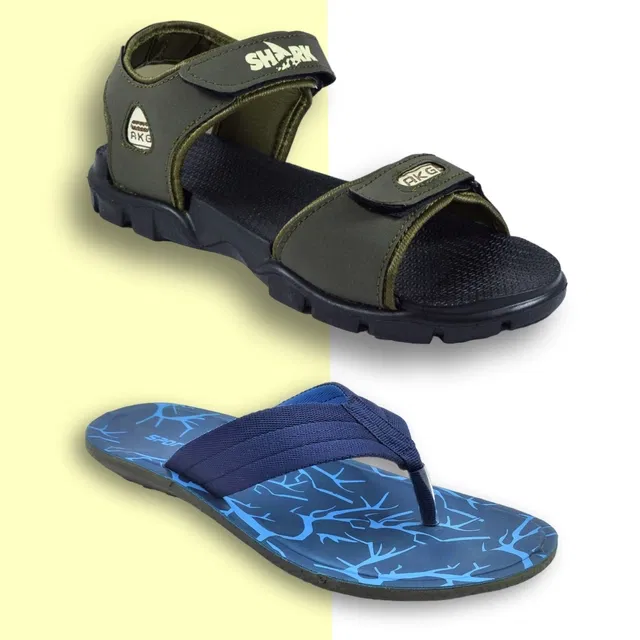 Slipper with Sandals for Men (Multicolor, 7) (Pack of 2)