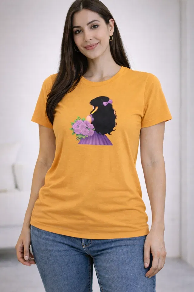 Cotton Blend Printed T-shirt for Men, Mustard (XL)