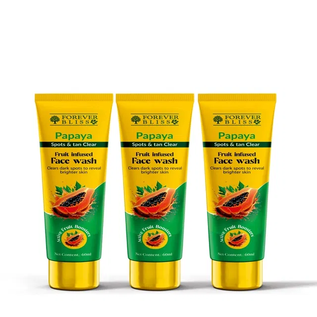Forever Bliss Papaya Spots & Tan Removal Face Wash (60 ml, Pack of 3)
